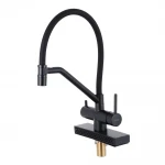 Смеситель для кухни GAPPO G4098-6 однорычажный с высоким изливом и водопадом латунный черный картридж 90° Ø35 крепления гайкой