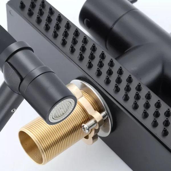 Смеситель для кухни GAPPO G4098-6 однорычажный с высоким изливом и водопадом латунный черный картридж 90° Ø35 крепления гайкой