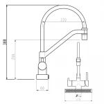 Смеситель для кухни GAPPO G4098-9 однорычажный с высоким изливом и водопадом латунный серый крепеж гайкой картридж 90° Ø35