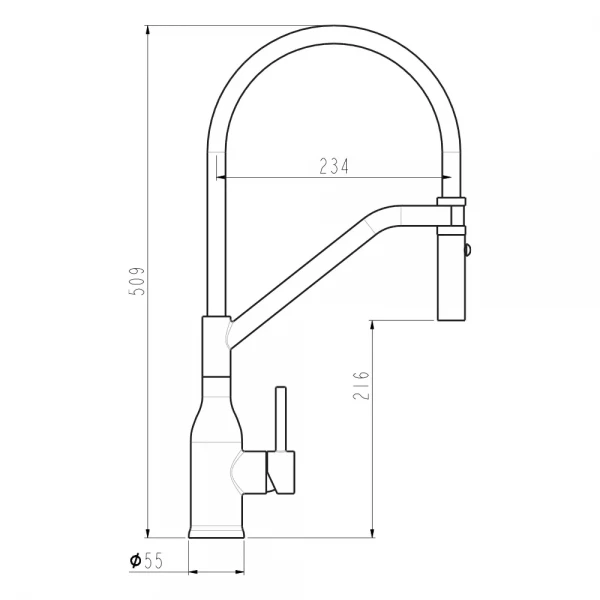 G4098-15 кухня одноваж. вис. вилив нерж. сталь гайка Ø35 (сатин) {8/1}