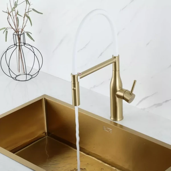 G4098-23 кухня одноваж. вис. вилив нерж. сталь гайка Ø35 (золото) {8/1}