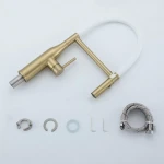 G4098-23 кухня одноваж. вис. вилив нерж. сталь гайка Ø35 (золото) {8/1}