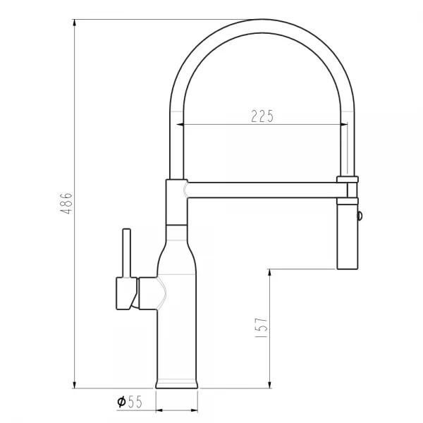 G4098-23 кухня одноваж. вис. вилив нерж. сталь гайка Ø35 (золото) {8/1}