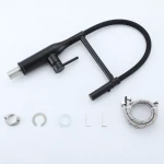 Смеситель для кухни GAPPO G4098-26 однорычажный с высоким изливом нержавеющая сталь черный крепеж гайкой Ø35