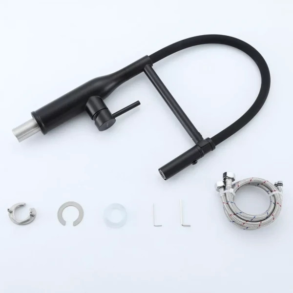 Смеситель для кухни GAPPO G4098-26 однорычажный с высоким изливом нержавеющая сталь черный крепеж гайкой Ø35