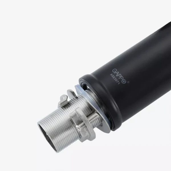 Смеситель для кухни GAPPO G4098-26 однорычажный с высоким изливом нержавеющая сталь черный крепеж гайкой Ø35