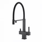 Смеситель для кухни GAPPO G4395-56 однорычажный под осмос с высоким силиконовым изливом латунный черный крепеж шпилькой картридж 90° Ø35