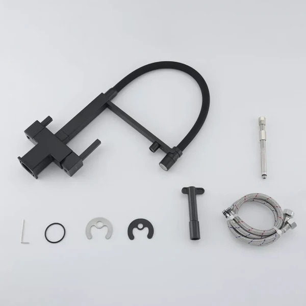 Смеситель для кухни GAPPO G4395-56 однорычажный под осмос с высоким силиконовым изливом латунный черный крепеж шпилькой картридж 90° Ø35