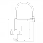Смеситель для кухни GAPPO G4395-56 однорычажный под осмос с высоким силиконовым изливом латунный черный крепеж шпилькой картридж 90° Ø35