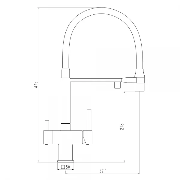 Смеситель для кухни GAPPO G4395-56 однорычажный под осмос с высоким силиконовым изливом латунный черный крепеж шпилькой картридж 90° Ø35