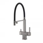 Смеситель для кухни GAPPO G4395-59 однорычажный с высоким силиконовым изливом с латунной шпилькой под осмос серый с картриджем 90° Ø35