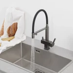 Смеситель для кухни GAPPO G4395-59 однорычажный с высоким силиконовым изливом с латунной шпилькой под осмос серый с картриджем 90° Ø35