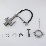 Смеситель для кухни GAPPO G4395-59 однорычажный с высоким силиконовым изливом с латунной шпилькой под осмос серый с картриджем 90° Ø35