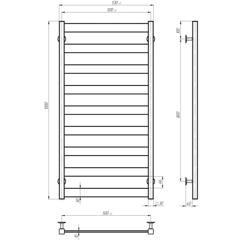 Рушникосушарка електрична Deffi Harmony П9, 500x1000, лівий, чорний