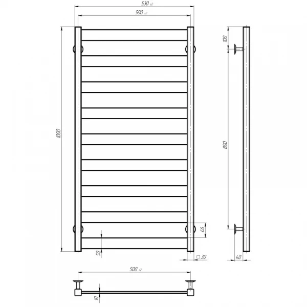 Полотенцесушитель электрический DEFFI Harmony П9 500x1000 правый черный
