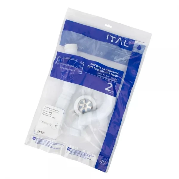 D1012 душ. піддон прямоточний 1 1/2, різьб. випуск,  гофротруба 40*40/50 {50}