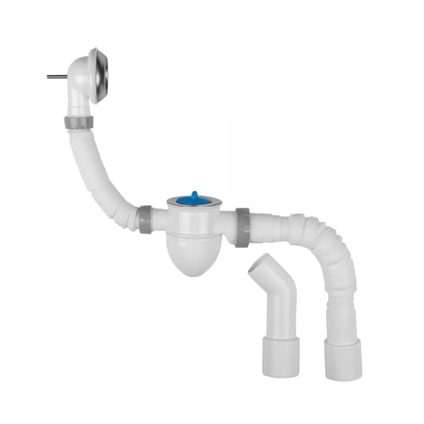 В1015 ванна низька пляшка 1 1/2, перелив, гофротруба 40*40/50 + патрубок 135º