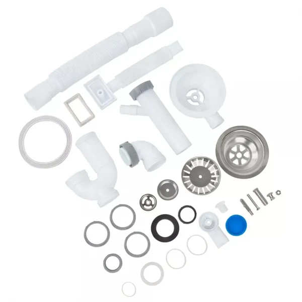 P1112 кухня 3 1/2*40, різьб.випуск, прямий з ревізією+пралка, універсал. перелив+гофра {27}