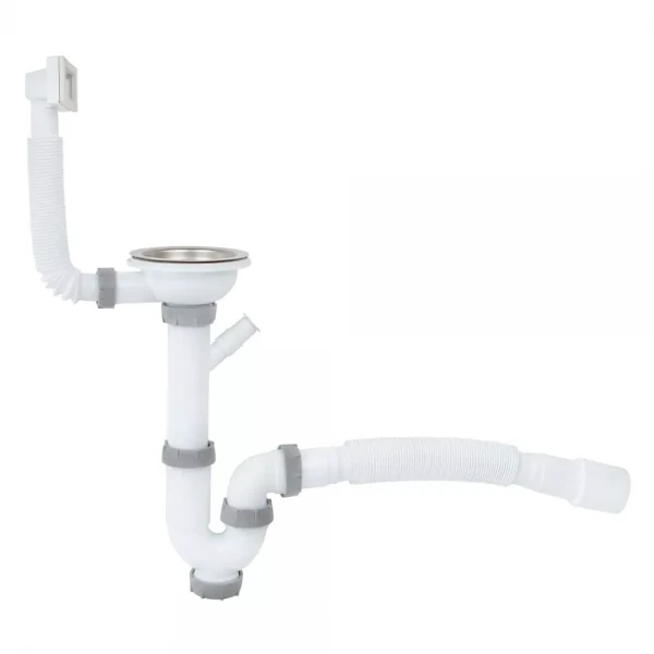 P1112 кухня 3 1/2*40, різьб.випуск, прямий з ревізією+пралка, універсал. перелив+гофра {27}