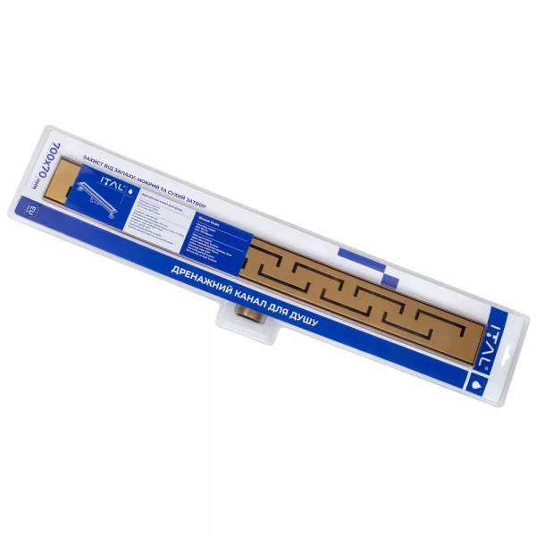 IT02-FT18/700 GL ITAL Душовий трап 700 мм Brushed GOLD, комбін. гідрозатвор, (блістер) {5/1}