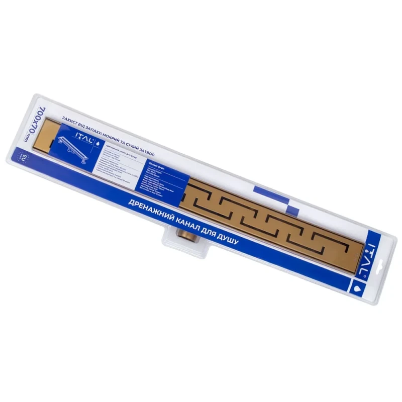 Трап для душа ITAL IT02-FT18/700 700 мм Brushed Gold с комбинированным гидрозатвором