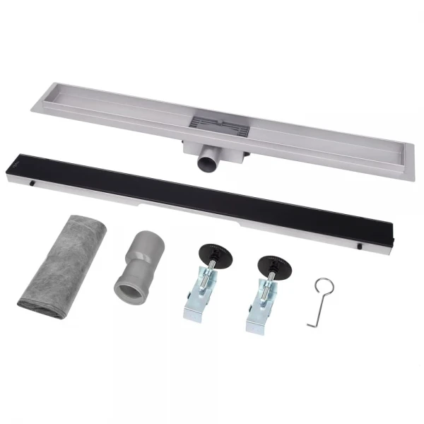 IT02-FT24/700 BG ITAL Душовий трап 700 мм,ЗАГАРТОВ. СКЛО,комбін.затвор, Black Glossy (блістер) {5/1}