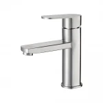 Змішувач для умивальника WEZER ODA1-15 одноважільний з литим виливом з нержавіючої сталі (сатин) кріплення гайкою Ø35