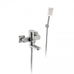 Смеситель для ванны WEZER ODA3-15 однорычажный с коротким поворотным изливом нержавеющая сталь сатин Ø35