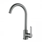 Смеситель для кухни WEZER EKO4K-09-GUNGREY однорычажный с поворотным изливом из нержавеющей стали крепление гайкой Ø35 цвет гангрей