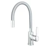 Смеситель для кухни WEZER SUN4C-09G однорычажный с черным силиконовым изливом из нержавеющей стали крепление гайкой Ø35 (хром)