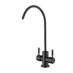 Кран-фасетка EKO4S-13-BLACK нержавеющая сталь с двойным поворотным изливом черный крепеж гайкой