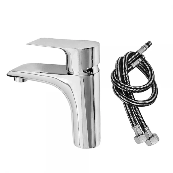 Смеситель для умывальника WEZER JEX1-650 однорычажный литой излив сплав крепление гайкой Ø40 хром