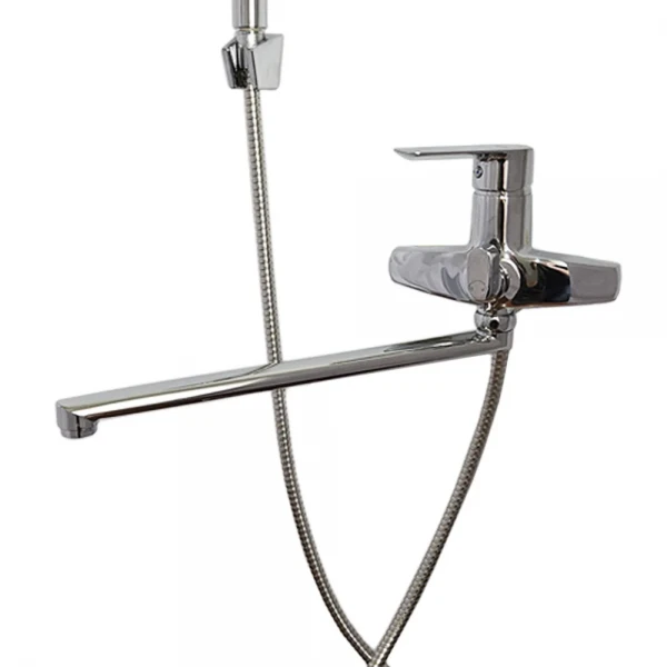 Смеситель для ванны WEZER NKM1-439 однорычажный с длинным поворотным изливом хромированный сплав Ø 35