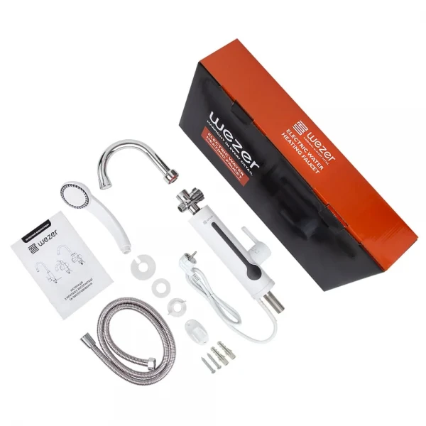 Проточный водонагреватель WEZER SDR-B8TR 3.3 кВт с датчиком температуры с поворотным изливом с термопредохранителем с душем