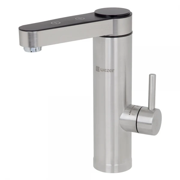 Проточный водонагреватель WEZER SDS-H9TC 3.3 кВт из нержавеющей стали с поворотным изливом, ступенчатой ​​регулировкой температуры и датчиком температуры