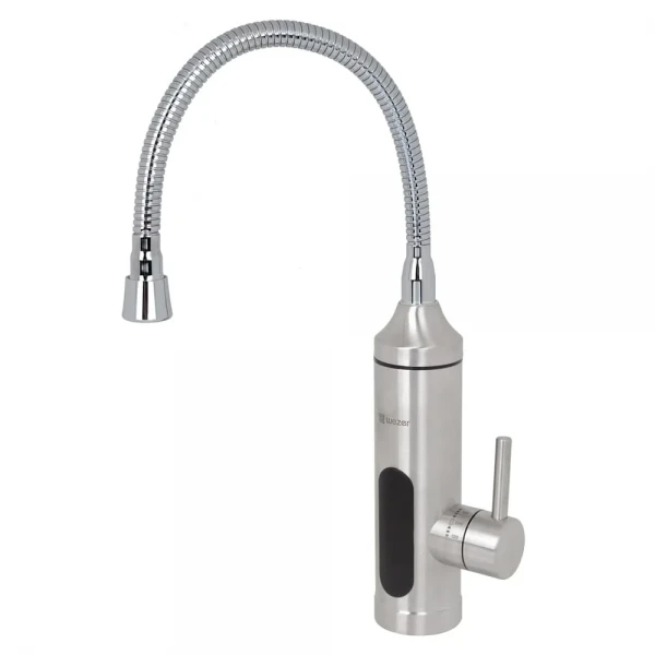 Проточный водонагреватель WEZER SDS-F06T 3 кВт с датчиком температуры с поворотным рефлекторным изливом из нержавеющей стали