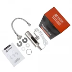 Проточный водонагреватель WEZER SDS-F06T 3 кВт с датчиком температуры с поворотным рефлекторным изливом из нержавеющей стали