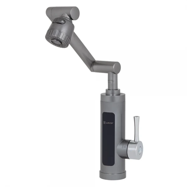 Проточный водонагреватель WEZER SDR-F16T 3.3 кВт однорычажный с высоким поворотным разноуровневым изливом и датчиком температуры крепления гайкой