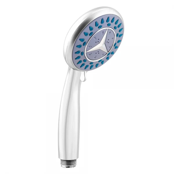 WKY-47 лійка кругла 3-х функц. душова хром-синя (мерседес) ABS пластик (блістер) {20/1}