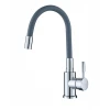 Смеситель для кухни SLAT MLT-40102CR(G) однорычажный с силиконовым изливом серый/хром крепление гайкой Ø35