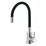 MLT-40103VR(B) кухня одноваж. силікон. вилив  гайка Ø35 (чорний/лак) {10/1}