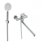 Смеситель для ванны WEZER EKO7-17 однорычажный с длинным поворотным гусаком нержавеющая сталь сатин Ø35