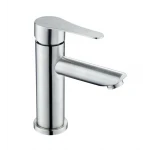 Змішувач для умивальника WEZER EKO1A-17 одноважільний литий вилив нержавіюча сталь кріплення гайкою Ø35 сатин