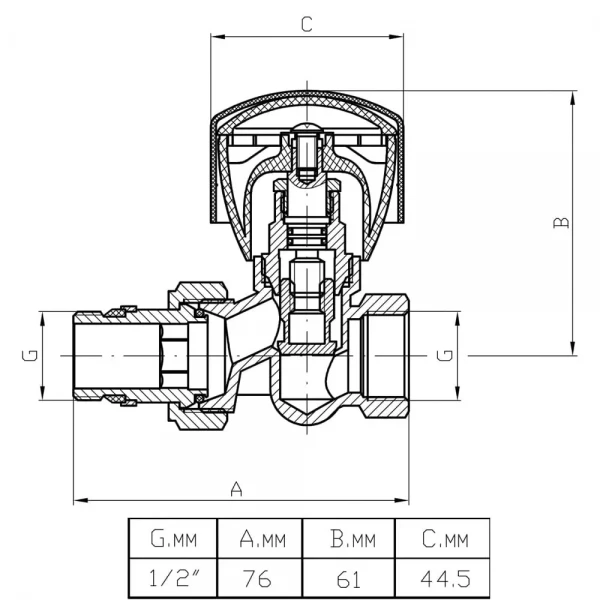 Вентиль радиаторный ITAL 1/2