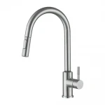 Смеситель для кухни WEZER SEN4A-01 однорычажный с поворотным сенсорным изливом нержавеющая сталь крепления гайкой Ø35 сатин