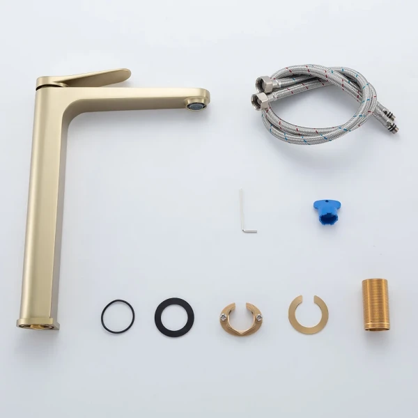 Смеситель для умывальника GAPPO G1010-23 однорычажный с литым изливом крепление гайкой Ø35 сатин золотой