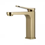 Смеситель для умывальника GAPPO G1010-3 однорычажный с литым изливом сатин золотой крепление гайкой Ø35