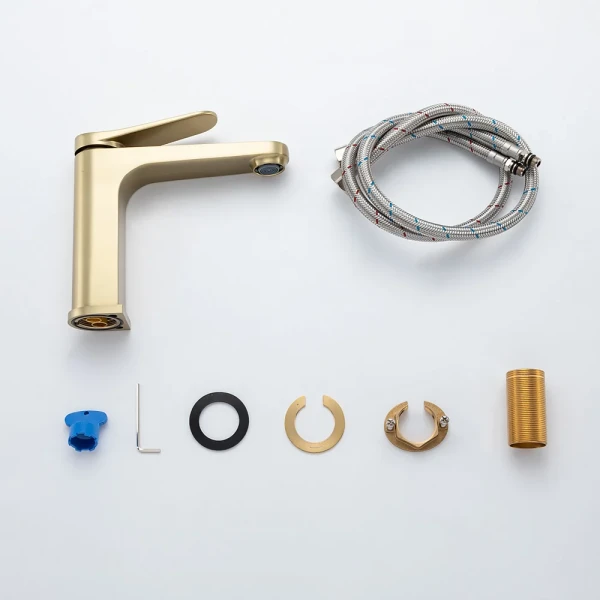 Смеситель для умывальника GAPPO G1010-3 однорычажный с литым изливом сатин золотой крепление гайкой Ø35