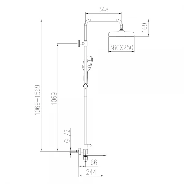 Душевая система GAPPO G2410 3-х функциональная хромированная латунная Ø35