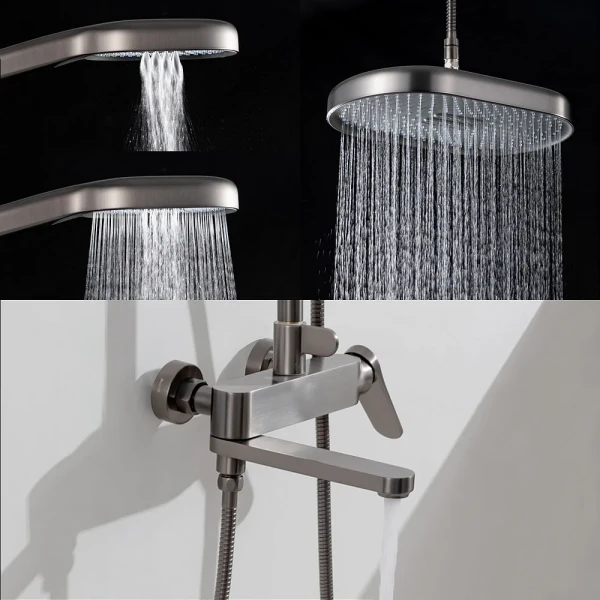 Душевая система GAPPO G2410-9 с тремя функциями латунная Ø35 (гангрей)